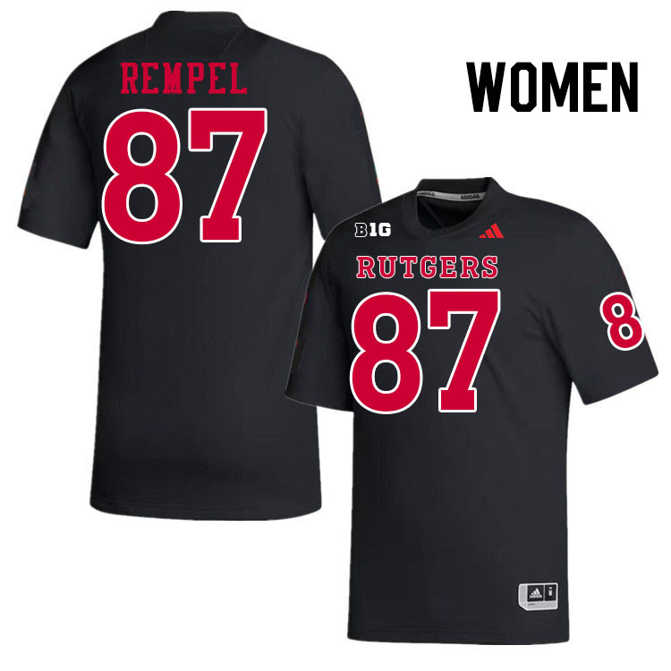 Women #87 Liam Rempel Rutgers Scarlet Knights 2024 College Football Jerseys Stitched-Black